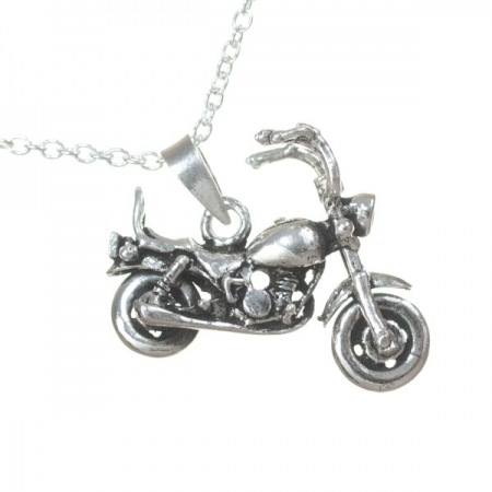 Серебряная подвеска (кулон из серебра) Мотоцикл, колеса крутятся!!!