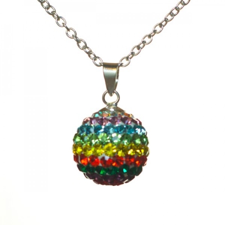 Подвеска шар Сваровски (Swarovski) цветная, подвеска с кристаллами всех цветов радуги