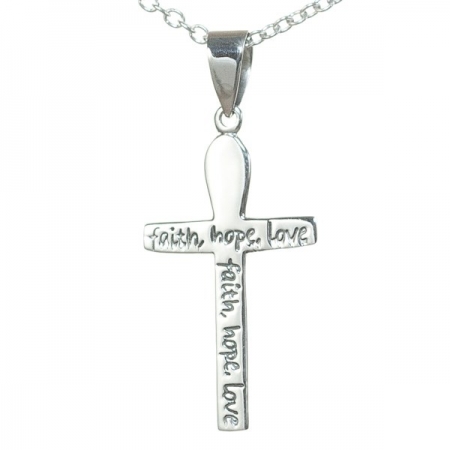 Серебряная подвеска Крест Вера, надежда, любовь, кулон из серебра крестик